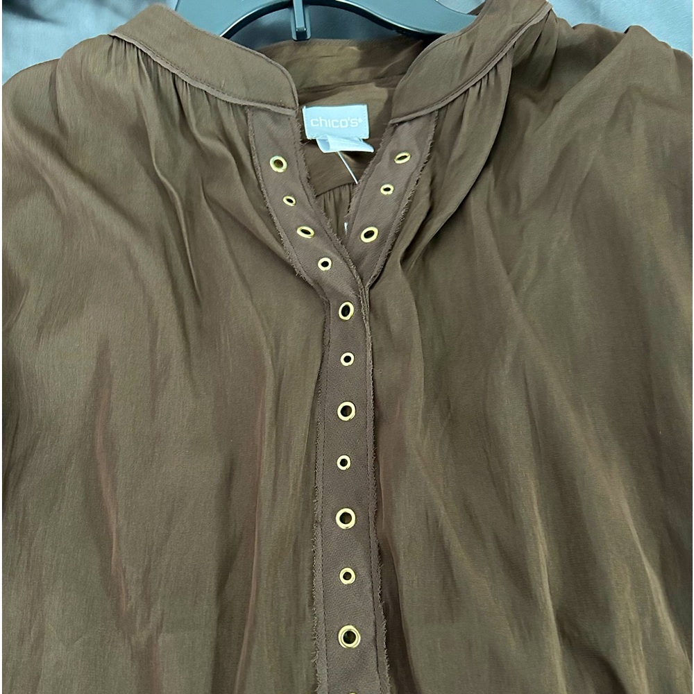 Chico’s Ring Trim Blouse-Espresso Size 2